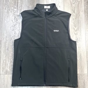 NASA BLACK MENS VANTAGE FLEECE ZIPPERED VEST